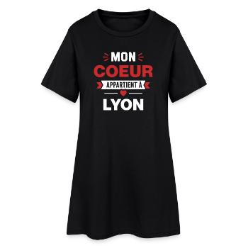Mon Coeur Appartient à Lyon - Robe T-shirt Femme - noir - Devant