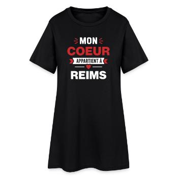 Mon Coeur Appartient à Reims - Robe T-shirt Femme - noir - Devant