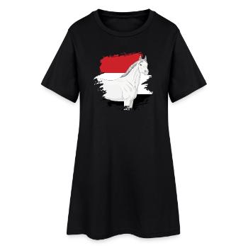 La tête d'un cheval Abbayan et le drapeau du Yémen - Robe T-shirt Femme - noir - Devant