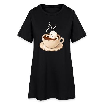 Guimauve sucrée dans un chocolat chaud - Robe T-shirt Femme - noir - Devant