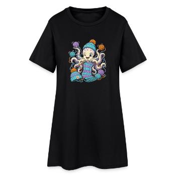 Smart Octopus Knitting Magic - Women’s T-Shirt Dress - black - Front