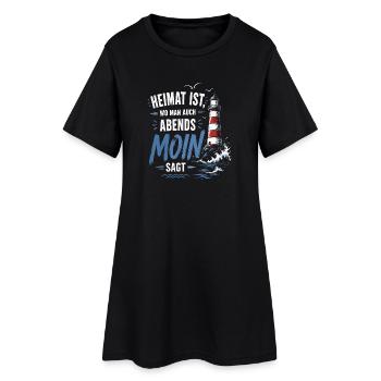 Heimat Moin Abend Leuchtturm - Frauen T-Shirt-Kleid - Schwarz - Vorne