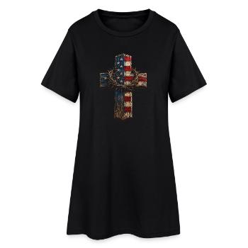 Croix du drapeau avec couronne d’épines - Robe T-shirt Femme - noir - Devant