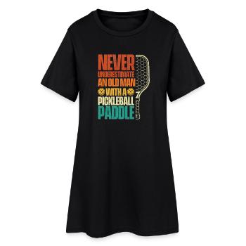 Never Underestimate Old Man Pickleball - Women’s T-Shirt Dress - black - Front