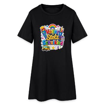 Schulkind 2026 Einschulung 2026 Schulanfang - Frauen T-Shirt-Kleid - Schwarz - Vorne