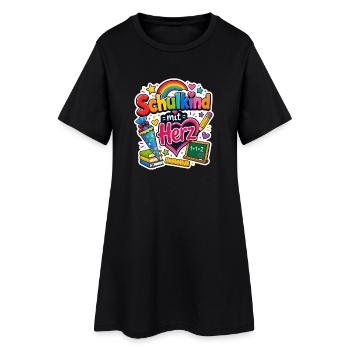 Schulkind 2026 Einschulung 2026 Schulanfang - Frauen T-Shirt-Kleid - Schwarz - Vorne