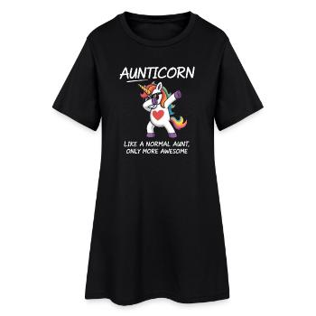 Aunticorn Tante Einhorn Dabbing Spruch Awesome - Frauen T-Shirt-Kleid - Schwarz - Vorne