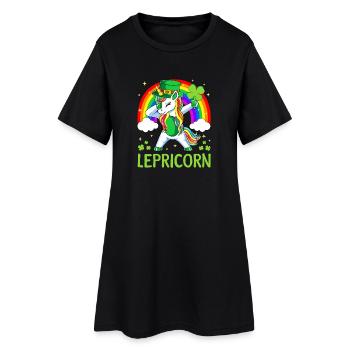 Lepricorn Rainbow Unicorn - Women’s T-Shirt Dress - black - Front