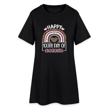 100. Tageskindergarten Regenbogen - Frauen T-Shirt-Kleid - Schwarz - Vorne