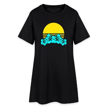 Soleil Hibiscus Néon Tropiques - Robe T-shirt Femme - noir - Devant