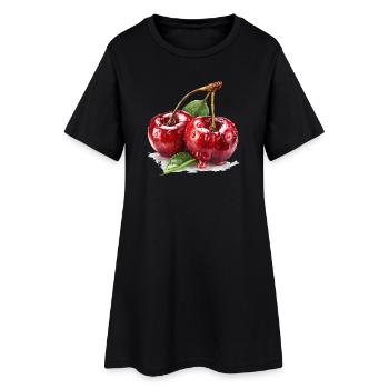 cherry - Women’s T-Shirt Dress - black - Front