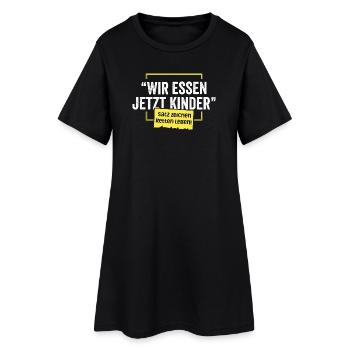 Wir essen jetzt Kinder – Satzzeichen retten Leben  - Frauen T-Shirt-Kleid - Schwarz - Vorne