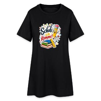 Schulkind 2026 Einschulung 2026 Schulanfang - Frauen T-Shirt-Kleid - Schwarz - Vorne
