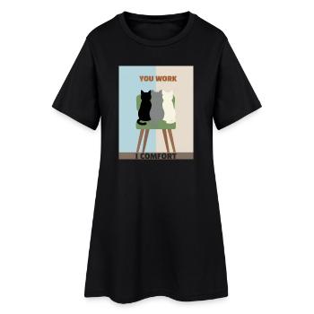 Chats sur chaises : le confort avant le travail - Robe T-shirt Femme - noir - Devant