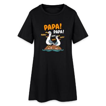 Mouettes Papa sur Roche - Robe T-shirt Femme - noir - Devant