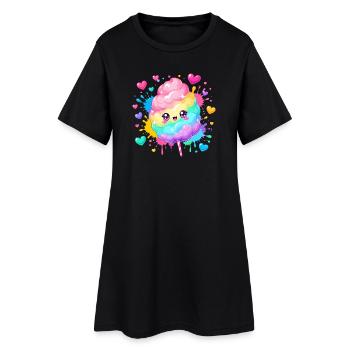 Bonheur du cœur en canne d’orge arc-en-ciel - Robe T-shirt Femme - noir - Devant