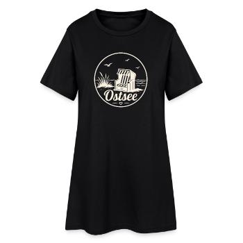 Ostsee Strandkorb Meer Küsten liebe - Frauen T-Shirt-Kleid - Schwarz - Vorne