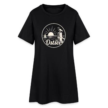 Ostsee Segelboot Möwe Sonnenuntergang - Frauen T-Shirt-Kleid - Schwarz - Vorne