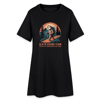 Sloth Hiking Team We Arrive When We - Women’s T-Shirt Dress - black - Front