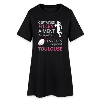 Certaines Filles Aiment Le Rugby Les Vraies Sup... - Robe T-shirt Femme - noir - Devant