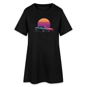 Vaporwave Auto Outrun Sunset Synthé des années 80 - Robe T-shirt Femme - noir - Devant