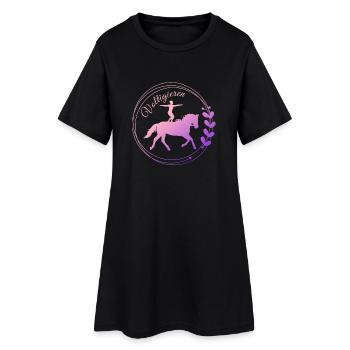 Voltigieren Stand: Volti Pferdesport Pflichtübung - Frauen T-Shirt-Kleid - Schwarz - Vorne