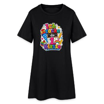 Schulkind 2026 Einschulung 2026 Schulanfang - Frauen T-Shirt-Kleid - Schwarz - Vorne
