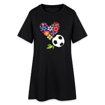 Cœur fleuri avec ballon de football - Robe T-shirt Femme - noir - Devant