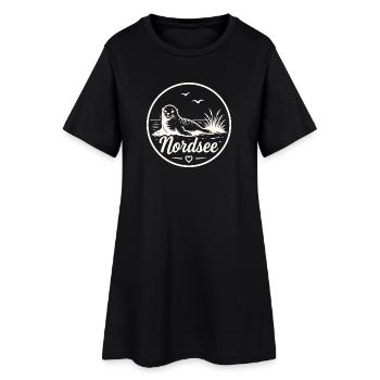 Nordsee Seehund Robbe Strand Küsten Liebe - Frauen T-Shirt-Kleid - Schwarz - Vorne