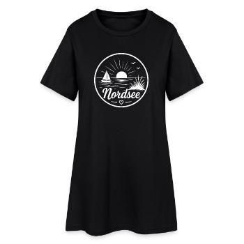 Nordsee Segelboot Möwe Sonnenuntergang - Frauen T-Shirt-Kleid - Schwarz - Vorne