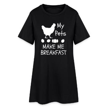 Meine Haustiere machen mir Frühstück lustige Hühnerhaltung - Frauen T-Shirt-Kleid - Schwarz - Vorne