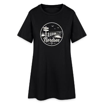 Nordsee Wegweiser Strand Dünenweg Küsten liebe - Frauen T-Shirt-Kleid - Schwarz - Vorne
