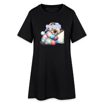 Pastel Kitten Good Night - Women’s T-Shirt Dress - black - Front