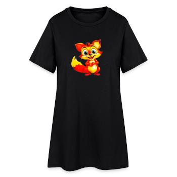 Charme Toon Renard Ardent - Robe T-shirt Femme - noir - Devant