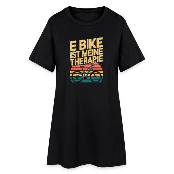  E Bike Ist Meine Therapie Retro E Bike Fahrer - Frauen T-Shirt-Kleid - Schwarz - Vorne