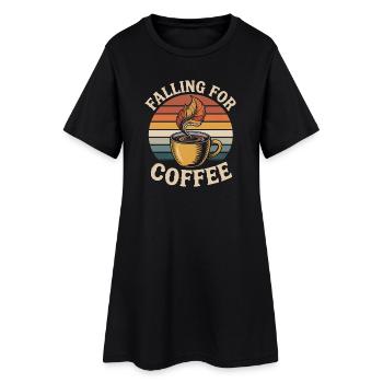Falling For Coffee Retro Vintage Fall - Women’s T-Shirt Dress - black - Front