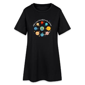 La plus belle de la galaxie mignonne Terre - Robe T-shirt Femme - noir - Devant