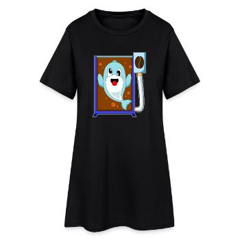 Delfin Kaffeebohne Kaffee - Frauen T-Shirt-Kleid - Schwarz - Vorne