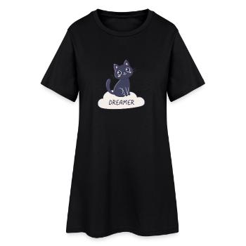 Rêveur chat sur nuage - Robe T-shirt Femme - noir - Devant