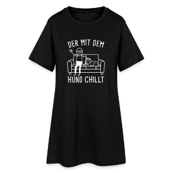 Der Mit Dem Hund Chillt Hundebesitzer Herrchen - Frauen T-Shirt-Kleid - Schwarz - Vorne