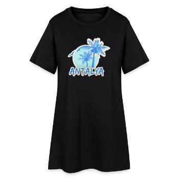 Antalya Palmen Strand Sonnenuntergang - Frauen T-Shirt-Kleid - Schwarz - Vorne
