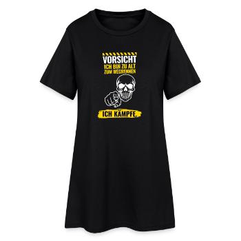 Vorsicht Ich bin zu alt zum Wegrennen - Frauen T-Shirt-Kleid - Schwarz - Vorne