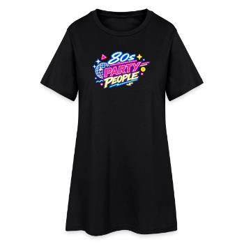 Fêtards des années 80 Néon rétro - Robe T-shirt Femme - noir - Devant