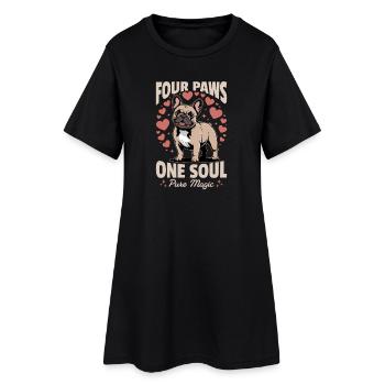 Bouledogue français Race de chien Frenchie - Robe T-shirt Femme - noir - Devant