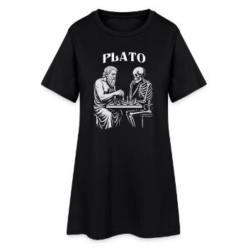 Plato and Skeleton playing Chess - Women’s T-Shirt Dress - black - Front