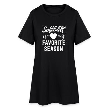 Softball-Herz-Lieblingssaison - Frauen T-Shirt-Kleid - Schwarz - Vorne