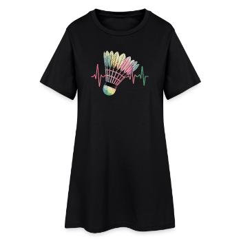 Badminton Battement de cœur Pouls coloré de volant pour - Robe T-shirt Femme - noir - Devant