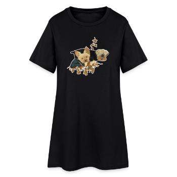 Chiens du Yorkshire dans les feuilles d’automne - Robe T-shirt Femme - noir - Devant