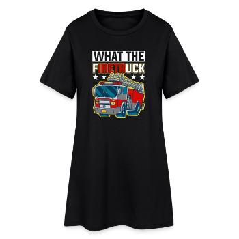 Quel est le camion de pompiers Cartoon Camion de pompiers - Robe T-shirt Femme - noir - Devant