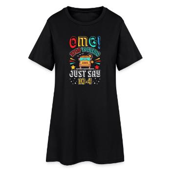 Bus scolaire qui dit 10vier4 - Robe T-shirt Femme - noir - Devant